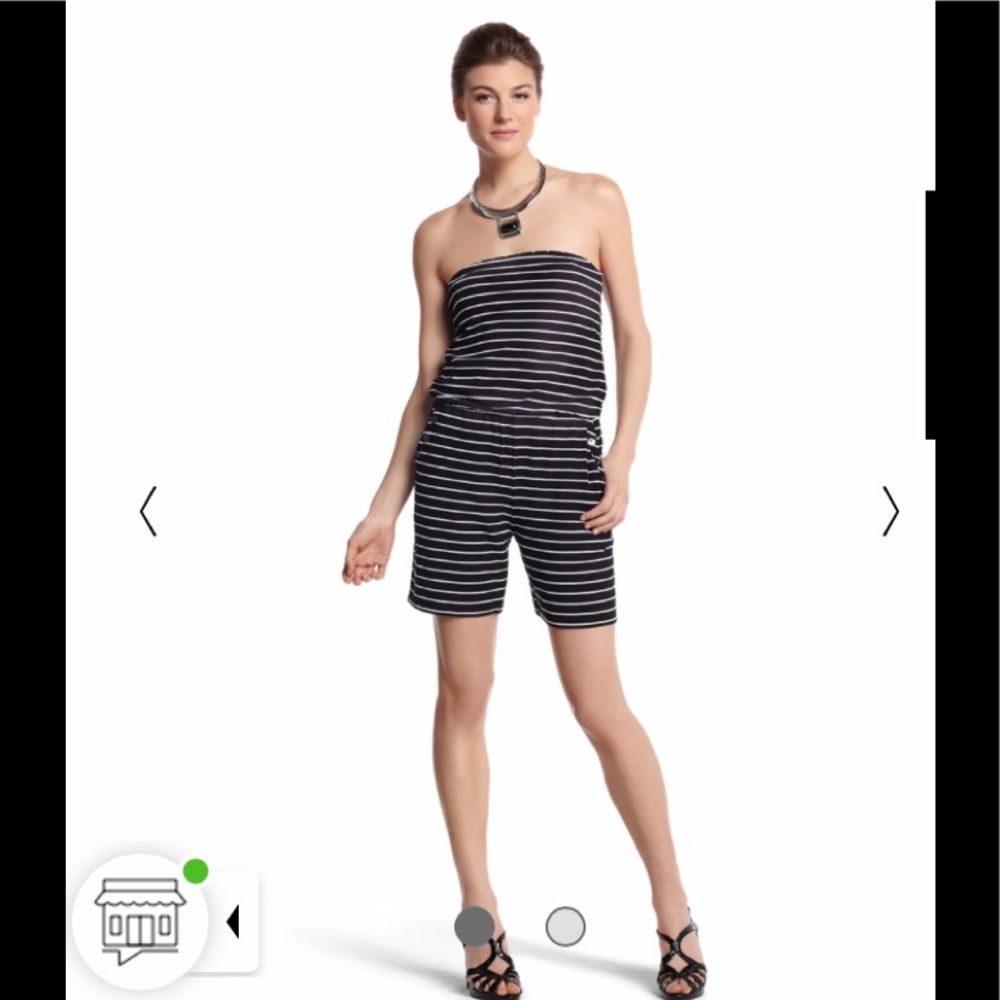 White House Black Market Striped Romper, Small